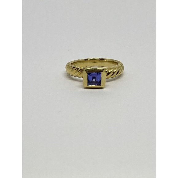 David Yurman 18K Yellow Gold AmethystCable Ring Size - 6